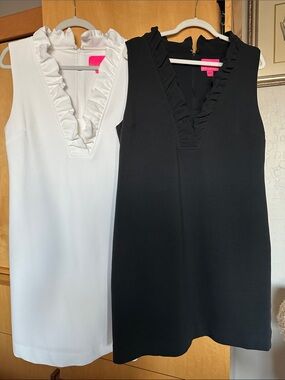 Lilly Pulitzer Ruffle V-Neck Sleeveless Mini Dress - Black & White sold separate